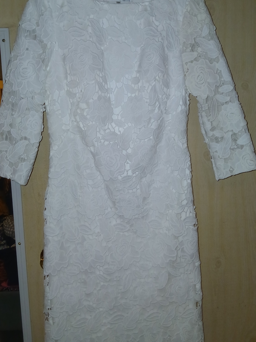 New W/Tags Sue Wong White Floral Lace Midi Dress